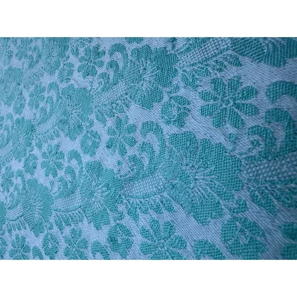 Vintage damask throw blanket floral jacquard woven Gangi blue jacquard teal